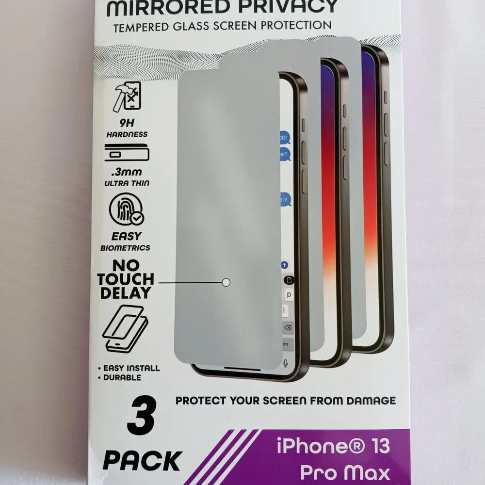 Ciao Tech Mirrored Privacy Tempered Glass Screen Protectors 3 Pack